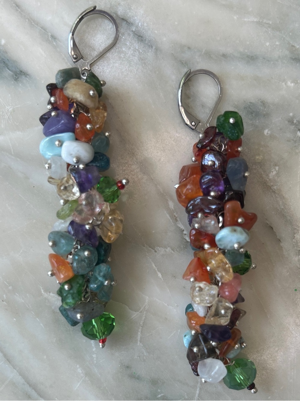 Multiple Gemstone Dangle Earrings